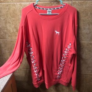 Coral oversized Victoria’s Secret PINK sweatshirt